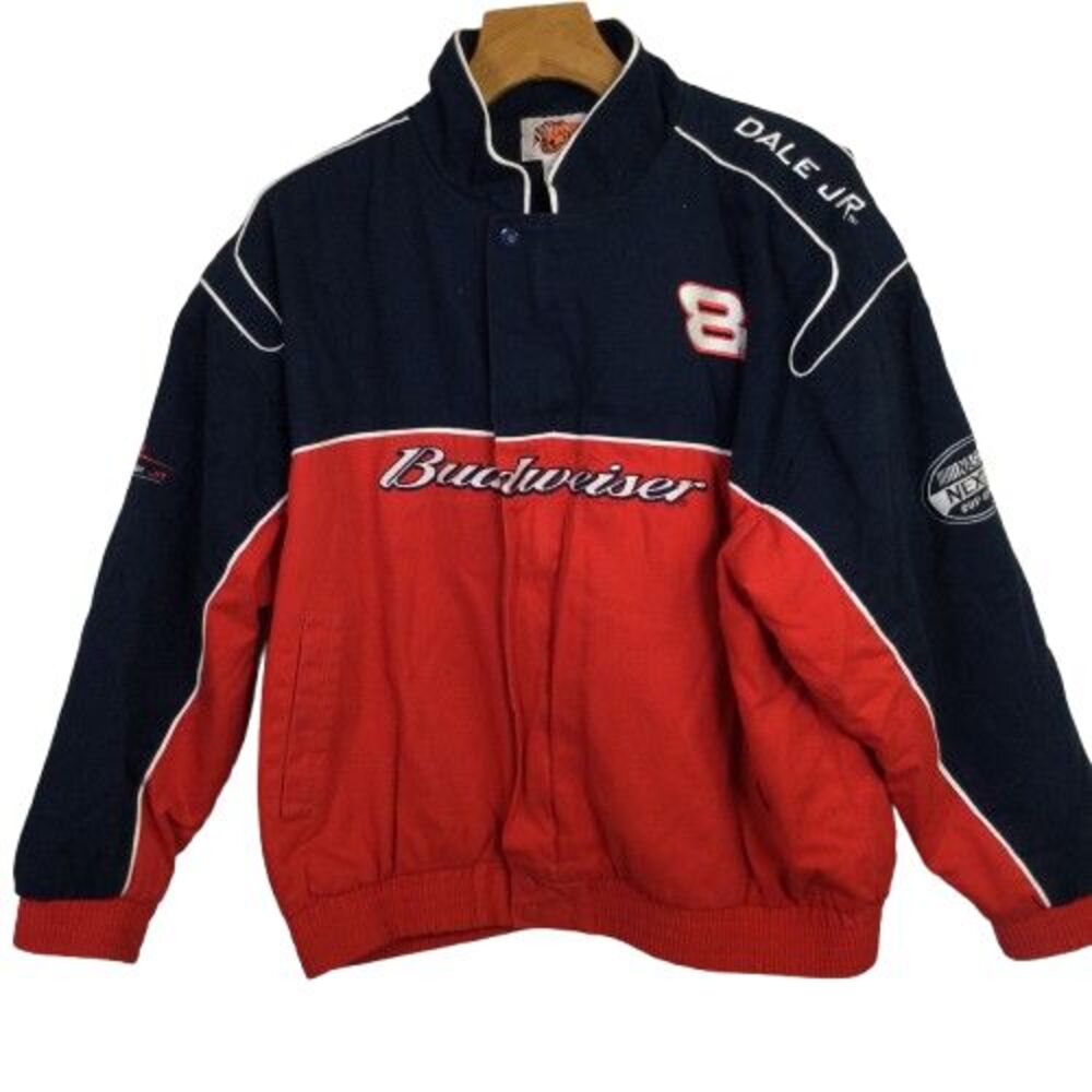 Budweiser Winner’s Circle Mens Dale Earnhardt Jr Racing Jacket Blue Size XL
